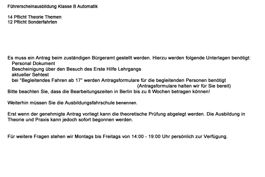 Klasse B Automatik